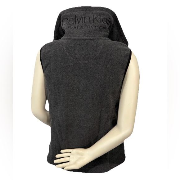 Calvin Klein Performance Women’s Fleece Vest Gray Large Zip Front High Collar - Picture 4 of 10